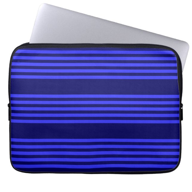 Blue five stripes pattern laptop sleeve (Front)