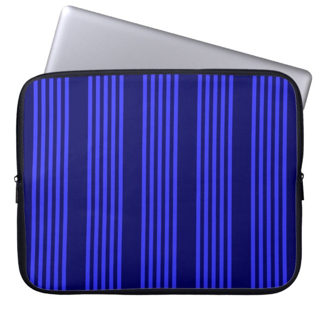 Blue five stripes pattern laptop sleeve (Front)