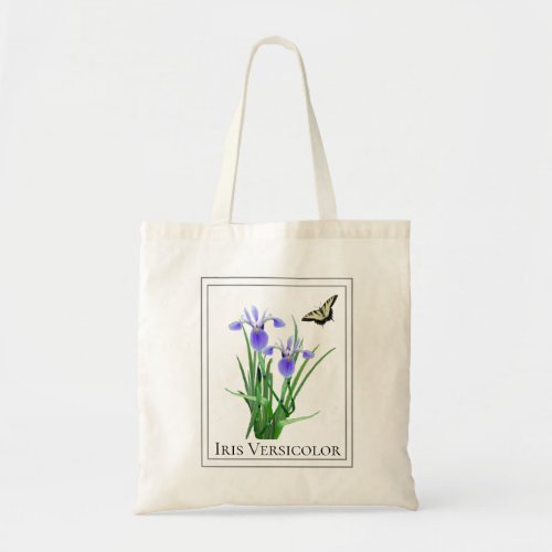 Blue Flag Iris and Swallowtail Butterfly Tote Bag