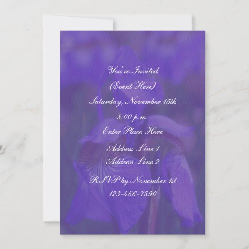 Blue Flag Iris Floral Party Invitation