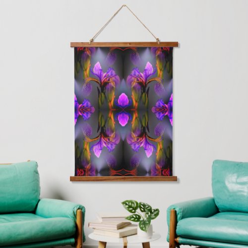 Blue Flag Iris Flower Abstract       Hanging Tapestry