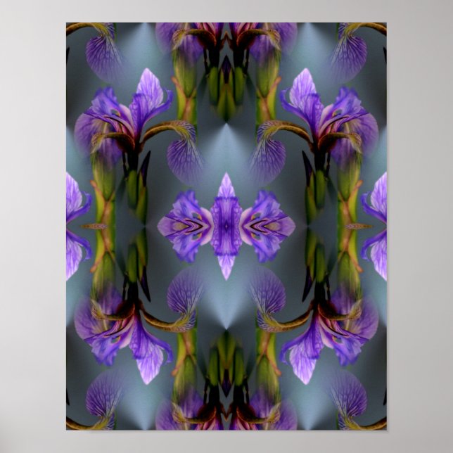 Blue Flag Iris Flower Abstract Nature Art   Poster (Front)