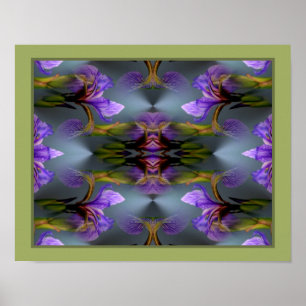 Blue Flag Iris Flower Abstract Nature Poster