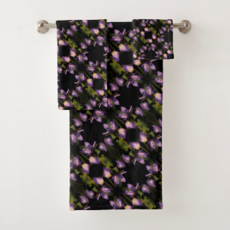 Blue Flag Iris Flower Abstract Pattern Bath Towel Set