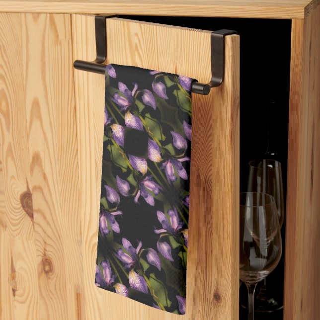 Blue Flag Iris Flower Abstract Pattern       Kitchen Towel (Thirds Fold)
