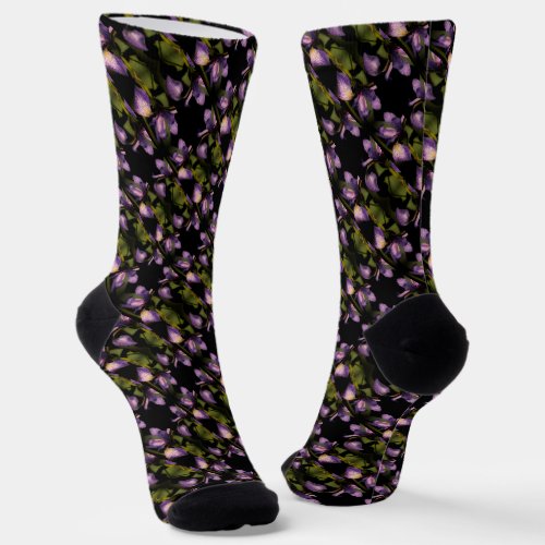 Blue Flag Iris Flower Abstract Pattern     Socks