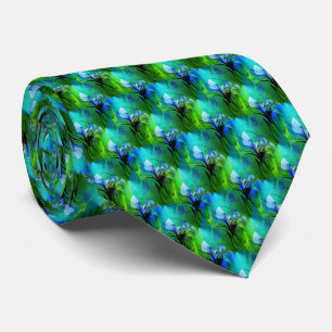 Blue Flag Iris Flower Nature Abstract Colors Neck Tie