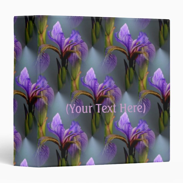 Blue Flag Iris Flower Nature Art Pattern 3 Ring Binder (Front/Spine)