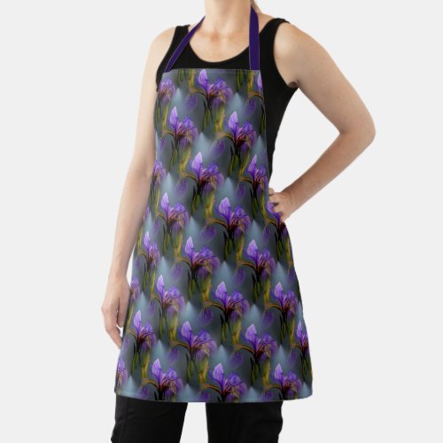 Blue Flag Iris Flower Nature Art Pattern  Apron