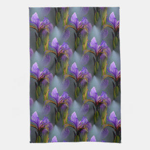 Blue Flag Iris Flower Nature Art Pattern Towel