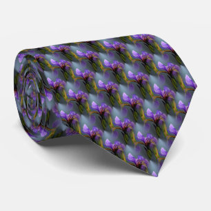 Blue Flag Iris Flower Nature Small Pattern Neck Tie