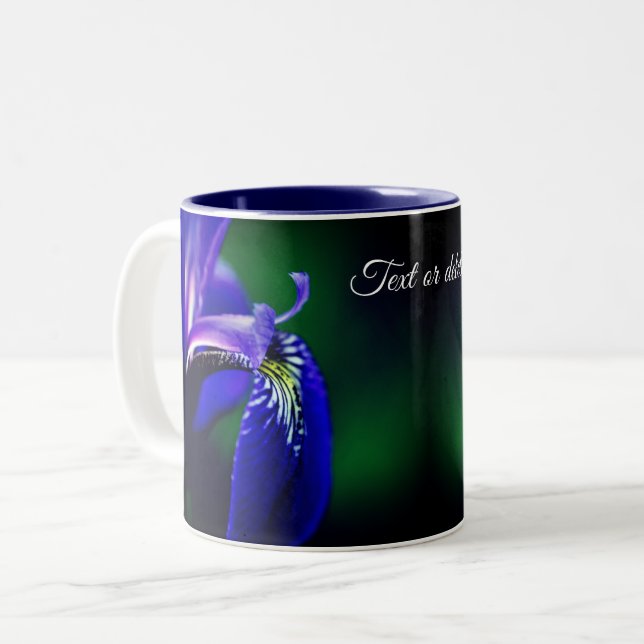Blue Flag Iris Flower Personalized Two-Tone Coffee Mug (Front Left)