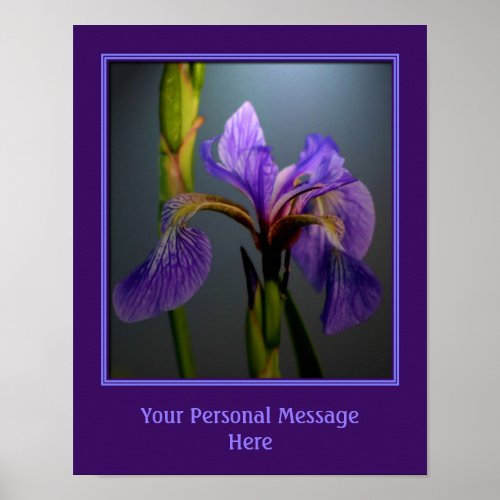 Blue Flag Iris Flower Personalized Words Poster