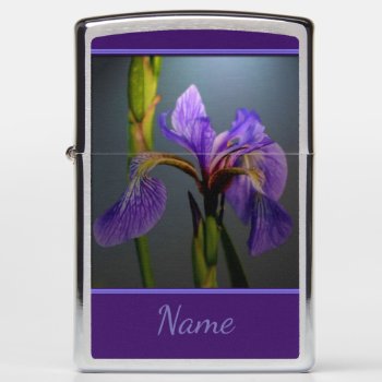 Blue Flag Iris Flower Personalized Zippo Lighter by SmilinEyesTreasures at Zazzle