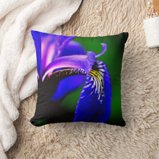 Blue Flag Iris Flower Petal  Throw Pillow (Blanket)