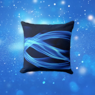 Blue Flame Abstract Art Throw Pillow