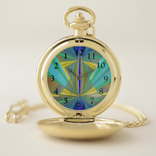 Blue Flame Backwards Pocket Watch