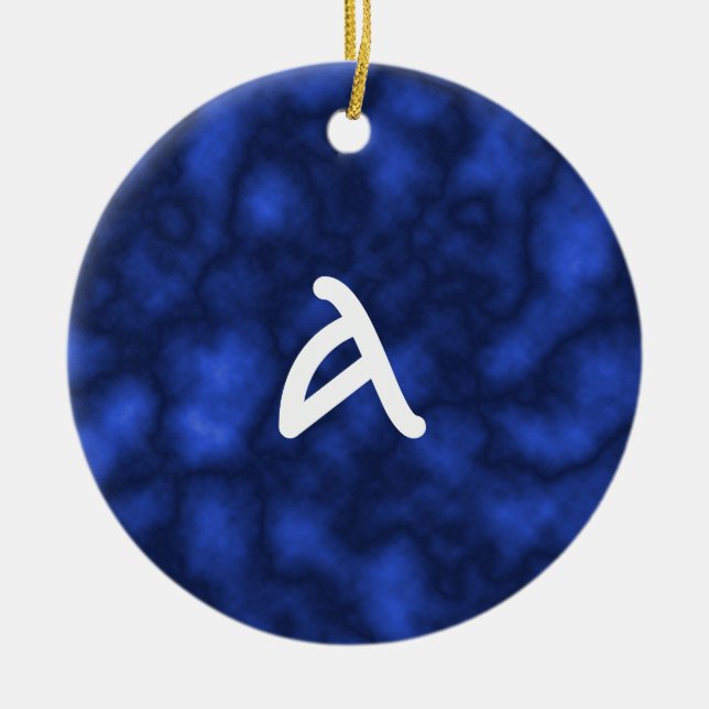 Blue Flame Ceramic Ornament (Front)