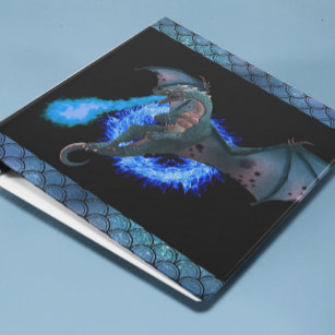 Blue Flame Fire Dragon Scales 3 Ring Binder