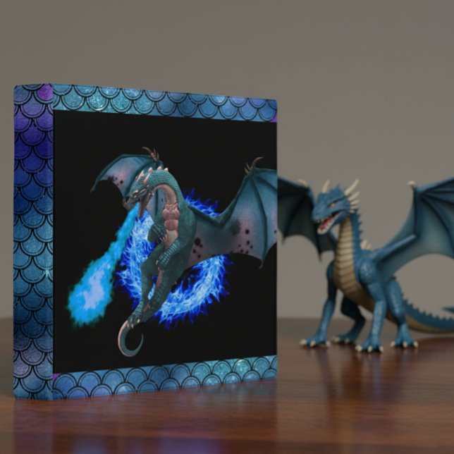 Blue Flame Fire Dragon Scales 3 Ring Binder (Creator Uploaded)