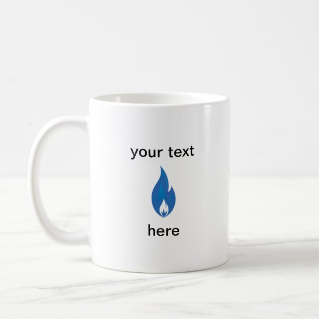 Blue Flame / Fire / Smoke Editable Text Both Sides Coffee Mug (Left)