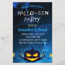 Blue Flame Halloween Party Invitation