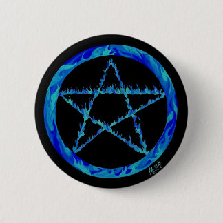 Blue Flame pentacle Button