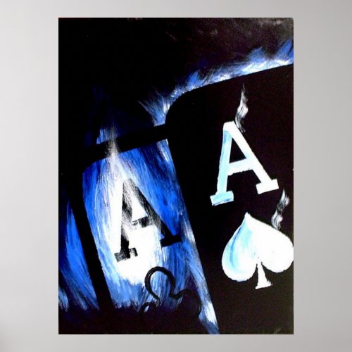 Blue Flame Pocket Aces Poker poster by Teo Alfonso