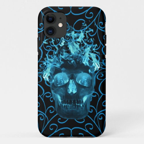Blue Flame Skull iPhone 5 Case