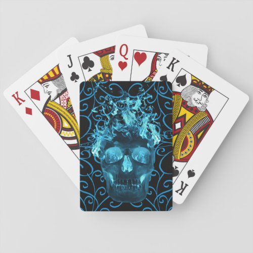 Blue Flame Skull Playing Cards