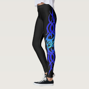 "Blue Flame" Tattoo Effect Leggings