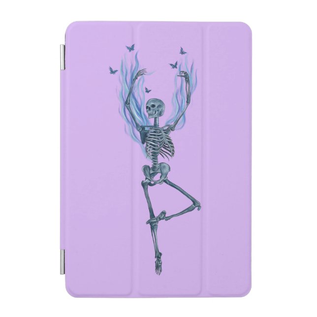 Blue Flames Ballerina Dancing Skeleton Design iPad Mini Cover (Front)