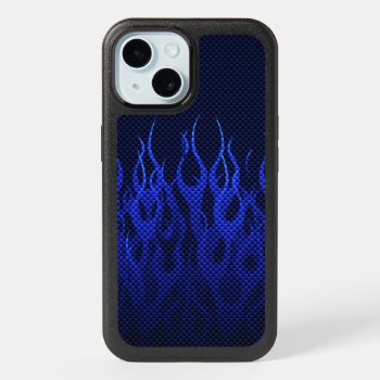 Blue Flames Decor On A Iphone 15 Case by MustacheShoppe at Zazzle