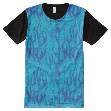 Blue Flames Fractal All-Over-Print T-Shirt