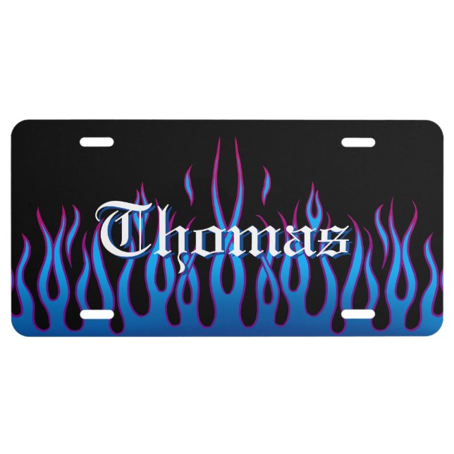 Blue Flames  License Plate (Front)