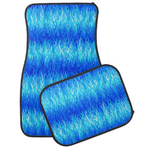 Blue Flames Pattern - Hot Rod Car Floor Mat