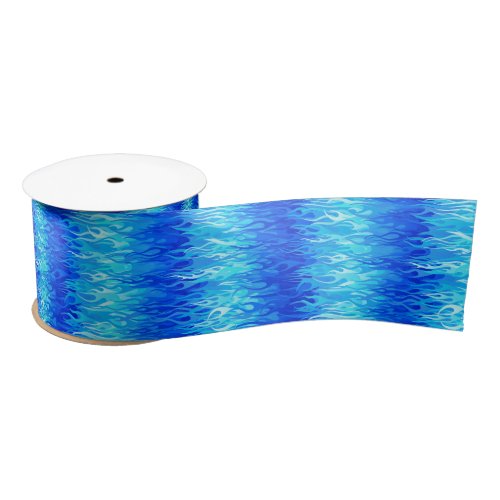 Blue Flames Pattern  Hot Rod Satin Ribbon