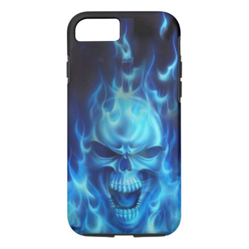 blue flames skull head iPhone 87 case