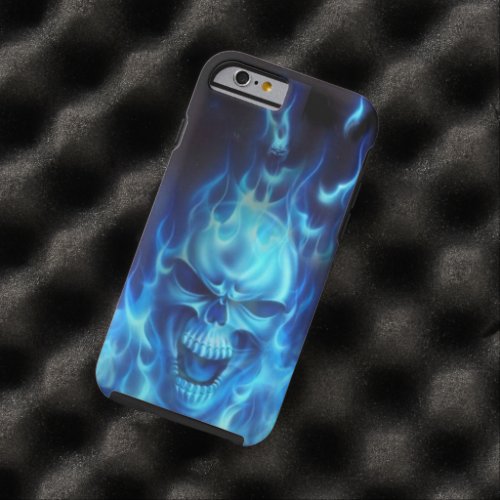 blue flames skull head tough iPhone 6 case