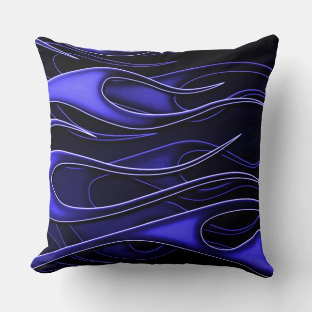 Blue Flames Throw Pillow (Front)