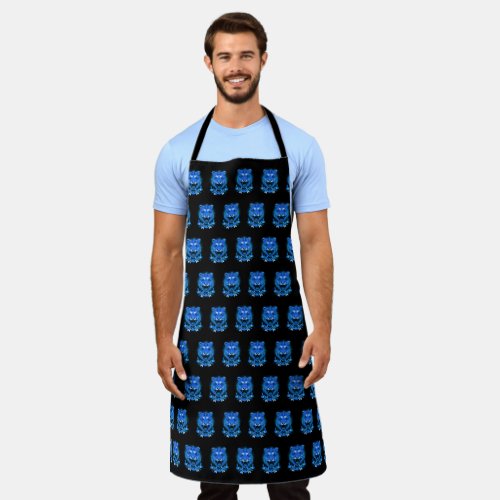 Blue Flaming Fire Tiger Apron