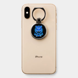 Blue Flaming Fire Tiger Phone Ring Stand