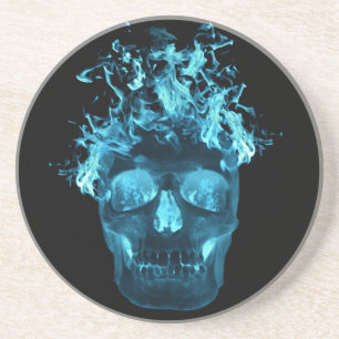 Blue Flaming Skull Coaster