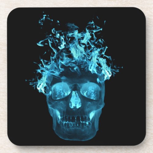 Blue Flaming Skull Coasters