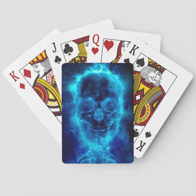 Blue Flaming Skull Poker Cards (Back)