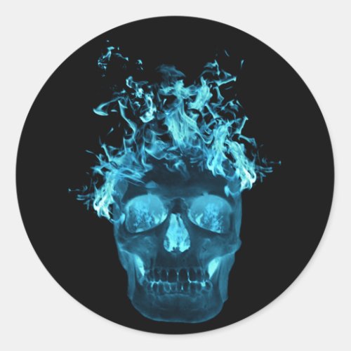 Blue Flaming Skull Stickers