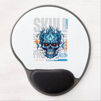 Blue Flaming Skull Streetwear Design | Cyberpunk G Gel Mouse Pad