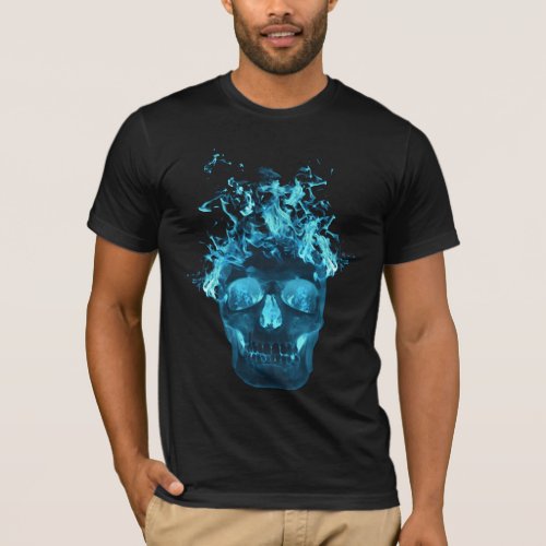 Blue Flaming Skull T_Shirt