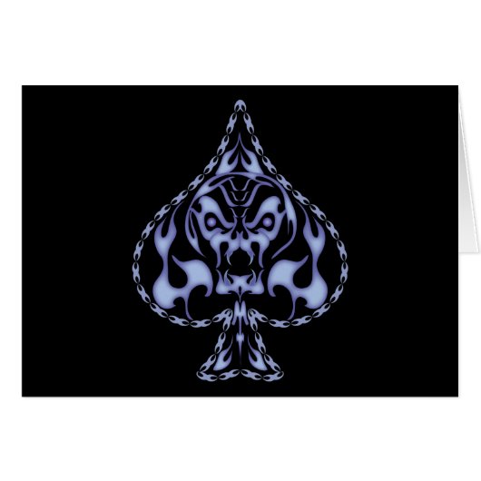 Blue Flaming Spade Skull Cards (Front Horizontal)