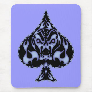 Blue Flaming Spade Skull Mouse Pad